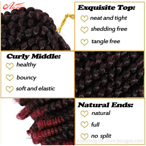 8 Inch 110g Crochet Braid Passion Twist Hair Synthetic Curly Spring Twist Crochet Braid Hair Extension for Black Women